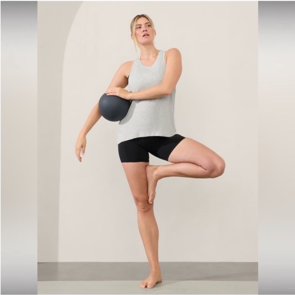 Athleta Ease In Rib Tank Modal Light Grey Heather